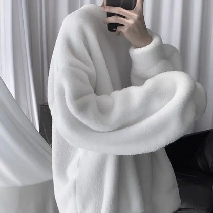 Faux Fluffy Lamb Crew Neck Sweater