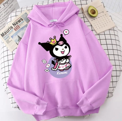 Cute Japanese Anime Cartoon Print Long Sleeve Hoodie