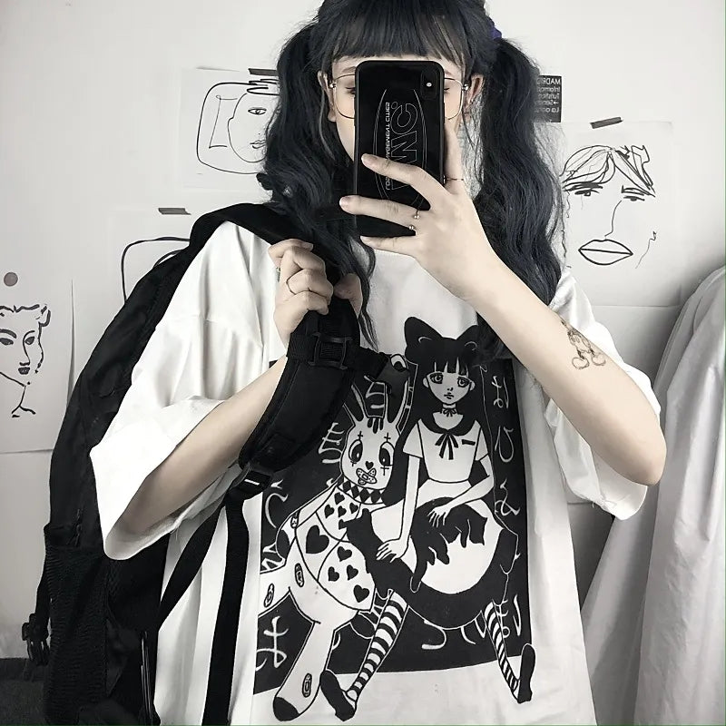 Anime Girl Doll Print Short Sleeve T-shirt