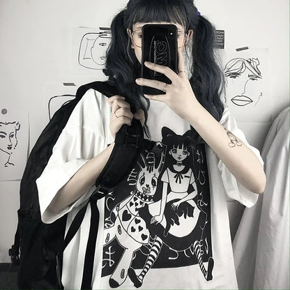 Anime Girl Doll Print Short Sleeve T-shirt
