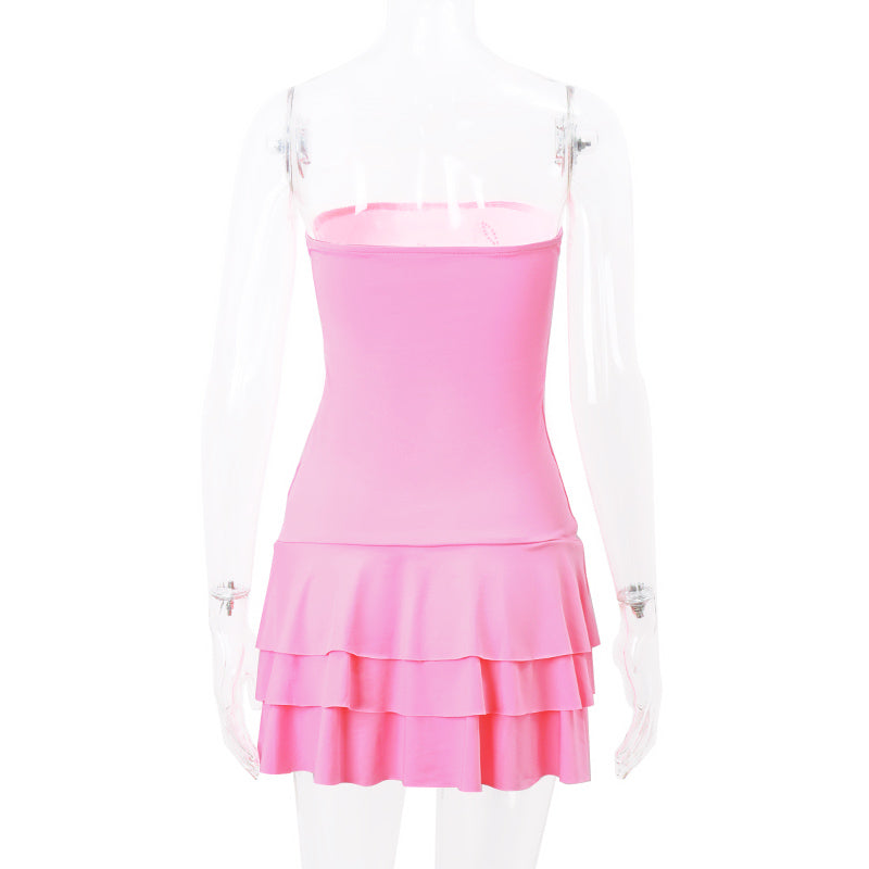 Pink Coquette Tiered Strapless Mini Dress