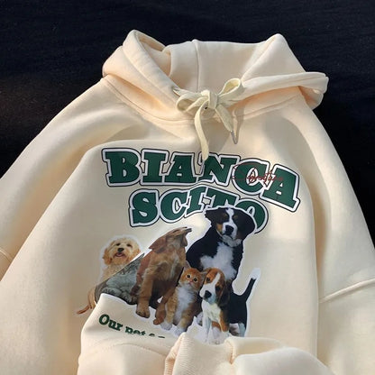 Dog Print Long Sleeve Hoodie
