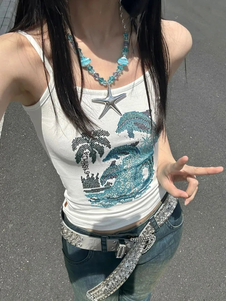 Dolphin Rhinestone Tank Top