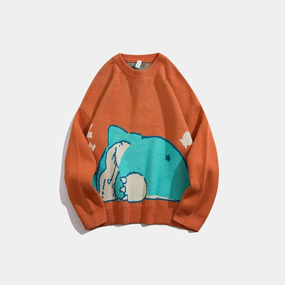 Cute Pikachu Anime Cartoon Print Oversize Sweater Sweatshirt Pullover Casual E-Girl Kawaii Korean Japanese Harajuku