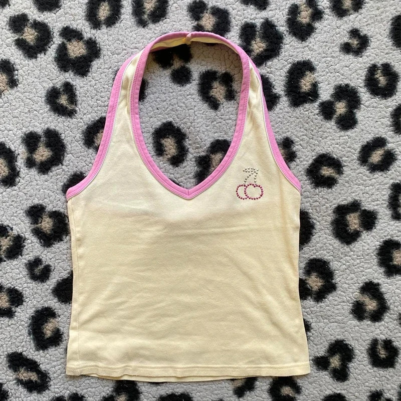 Cherry Rhinestone Patchwork Tank Top