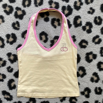 Cherry Rhinestone Patchwork Tank Top