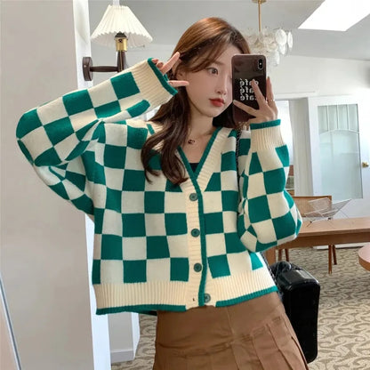 Checkboard Patchwork Cardigan