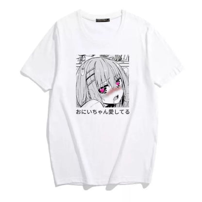 Cute Anime Sweet Girl Cartoon Short Sleeve T-shirt Print Punk Goth Loose Aesthetic Casual Summer E-Girl Kawaii Korean Japanese Harajuku