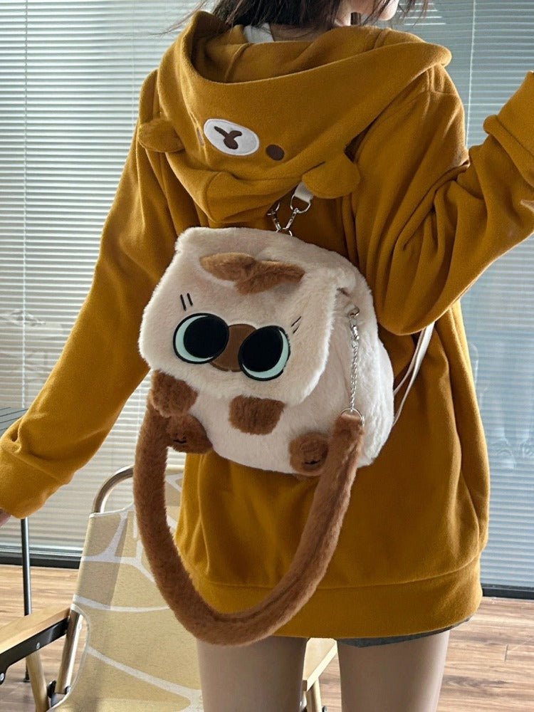 Bear Print Zip Up Hoodie