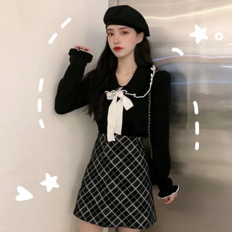 Bow Peterpan Collar Knit Sweater