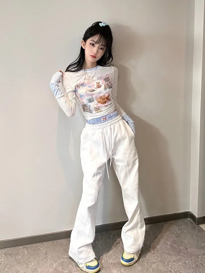 Kawaii Cat Print Long Sleeve T-shirt