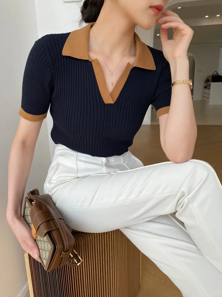 Turn Down Collar Short Sleeve Shirt