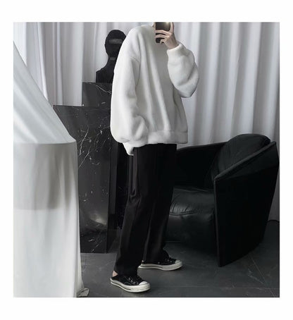 Faux Fluffy Lamb Crew Neck Sweater