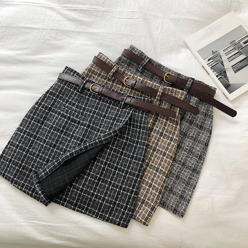 Cute Plaid Irregular Sweet High Waisted A-line Mini Skirt Vintage Autumn Casual School Girl E-Girl Kawaii Korean Japanese Harajuku Retro Streetwear