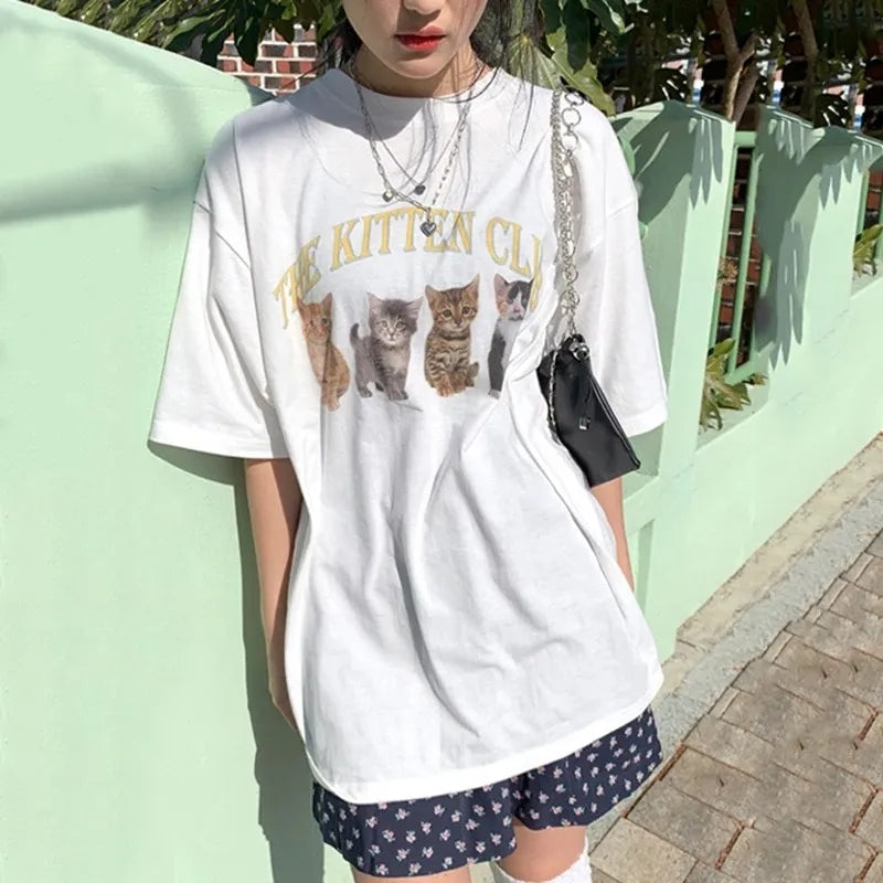 Kitten Print Short Sleeve T-shirt