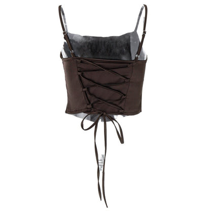 Lace Up Spaghetti Strap Tank Top