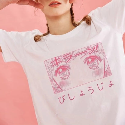 Cute Japanese Anime Girl Cartoon Pastel Short Sleeve T-shirt