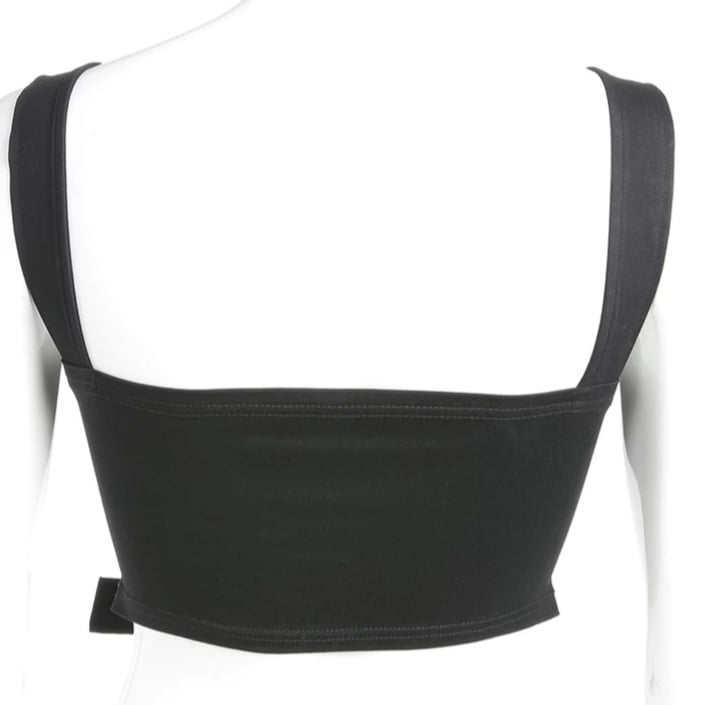 Cute Black Buckle Belt Tank Crop Top Sleeveless Shirt Camisole Bustier Corset Punk Goth Summer Aesthetic E-Girl Kawaii Korean Japanese Harajuku