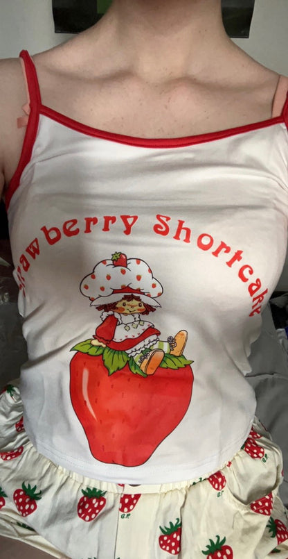 Strawberry Cartoon Print Tank Top