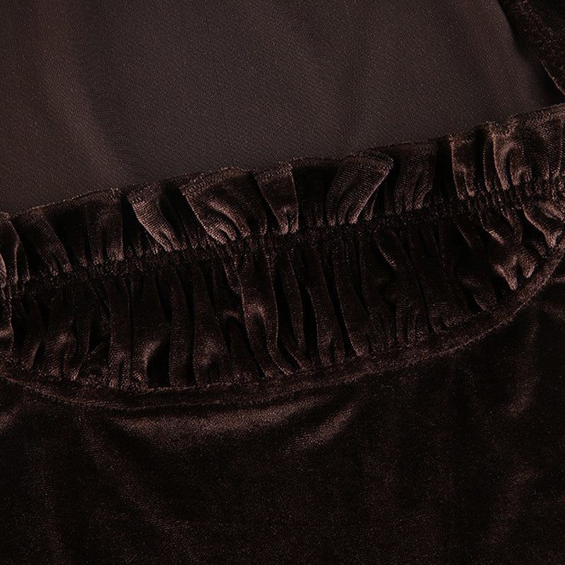 Brown Velvet Patchwork Tank Top