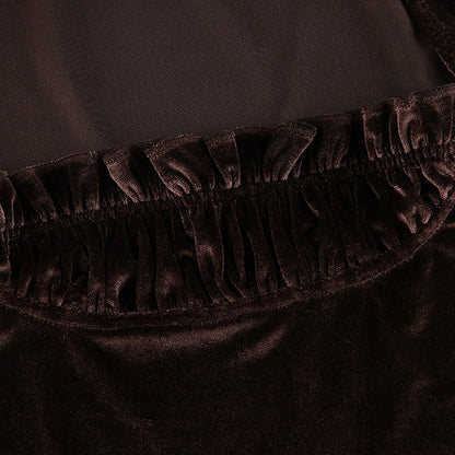 Brown Velvet Patchwork Tank Top
