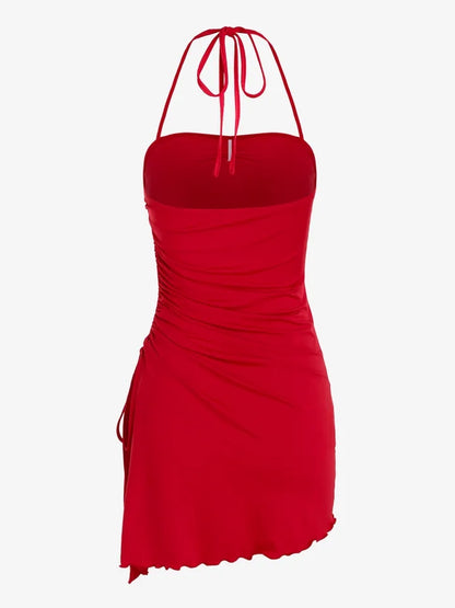 Red Slit Asymmetrical Dress