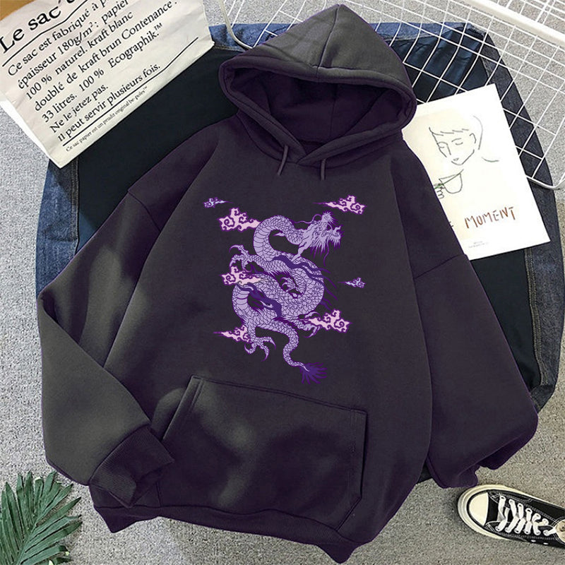 Cute Dragon Embroidery Cartoon Sweater Pullover Hoodie Knit Long Sleeve Sweatshirt E-Girl Kawaii Korean Japanese Harajuku Retro Streetwear Aesthetic