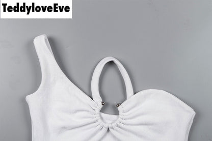 Cute Sexy Solid Color Metal Tube Strap Crop Top Camisole Shirt Tee T-shirt E-Girl Kawaii Korean Japanese Harajuku Chinese Retro Streetwear Aesthetic