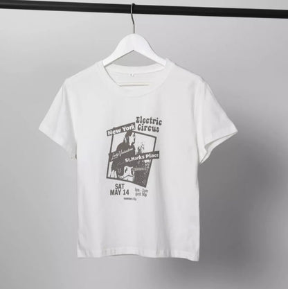 Cute 90s Vintage Guitar Retro White Short Sleeve T- Shirt Top Aesthetic Casual Summer E-Girl Kawaii Korean Japanese Harajuku