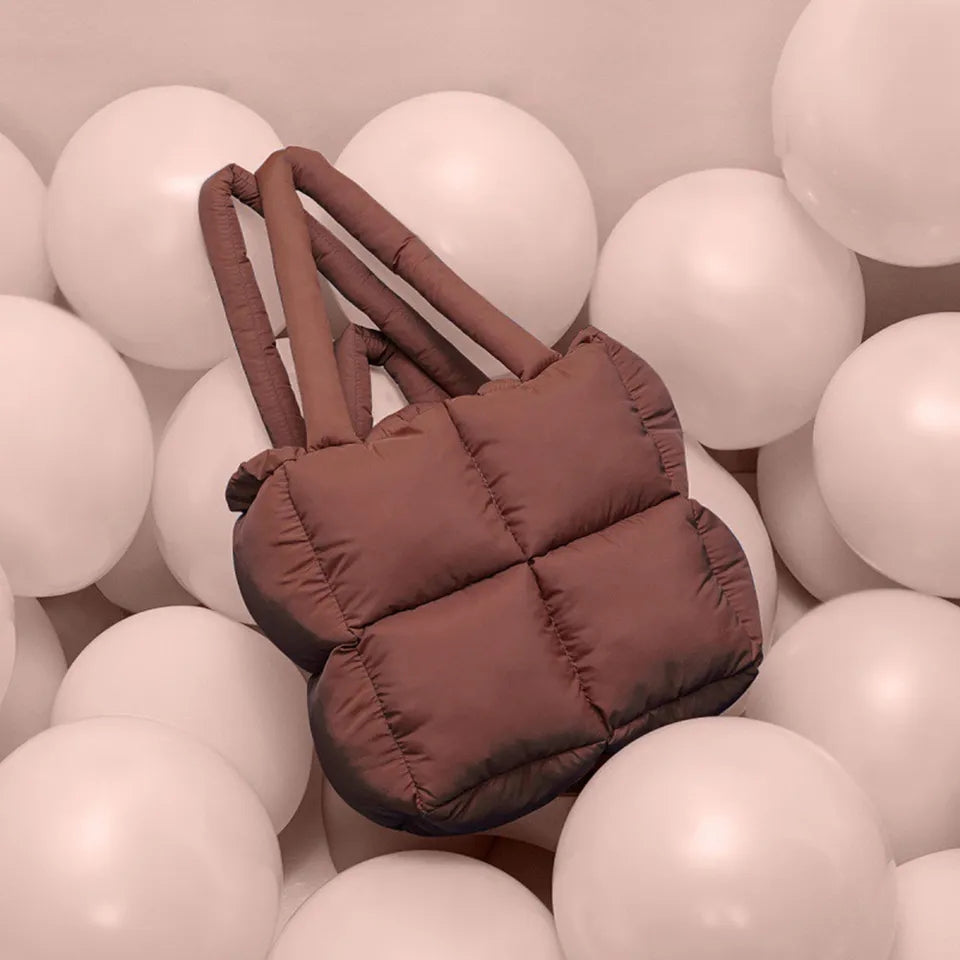 Pink Puffy Quilted Shoulder Bag