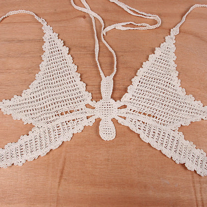 Butterfly V Neck Knit Halter Top
