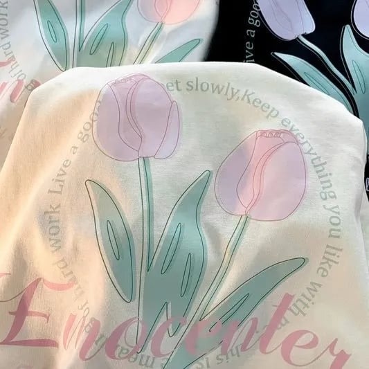 Tulip Print Short Sleeve T-shirt