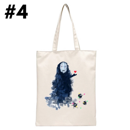 Japanese Anime Print Canvas Tote Bag