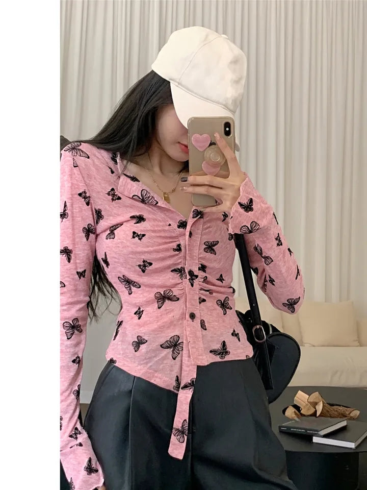 Butterfly Tunic Print Long Sleeve T-shirt