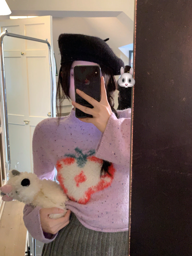 Strawberry Turtleneck Sweater