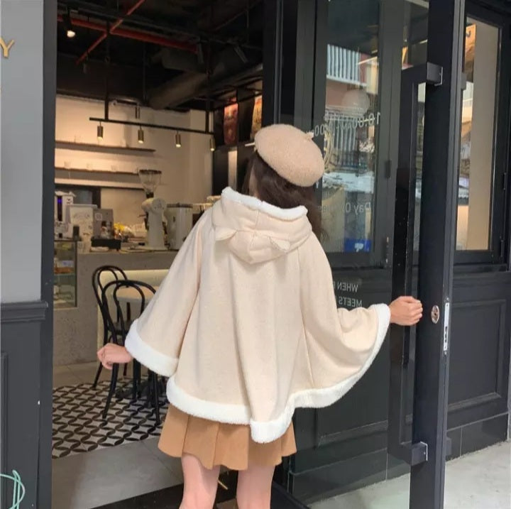 Cute Lucky Cat Ears Cloak Hoodie Pullover Sweatshirt Autumn Winter Aesthetic Casual E-Girl Kawaii Korean Japanese Harajuku