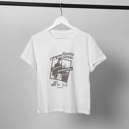 Cute 90s Vintage Guitar Retro White Short Sleeve T- Shirt Top Aesthetic Casual Summer E-Girl Kawaii Korean Japanese Harajuku