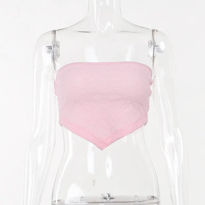 White Frill Strapless Top