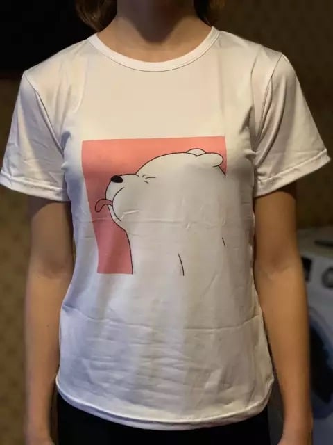 Cute Polar Bear Animal Print Cartoon Loose Oversize Short Sleeve Short T-shirt Tee Top Summer Casual E-Girl Kawaii Korean Japanese Harajuku Streetwear