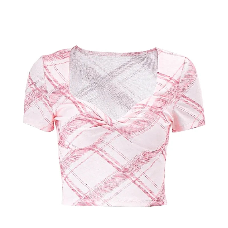 Pink Plaid Crop Top
