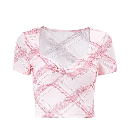 Pink Plaid Crop Top