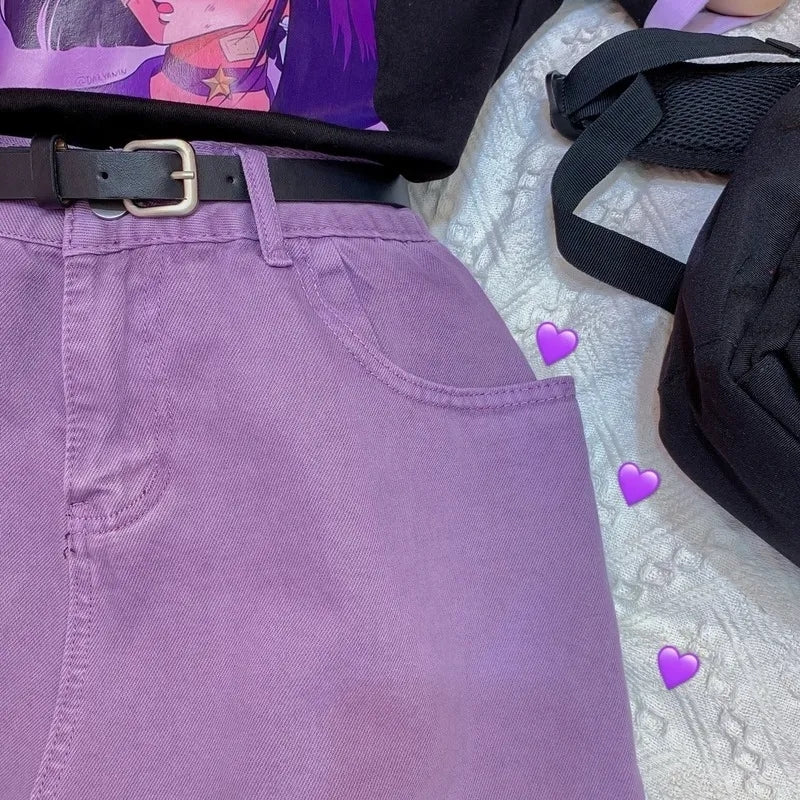 Purple Denim Shorts