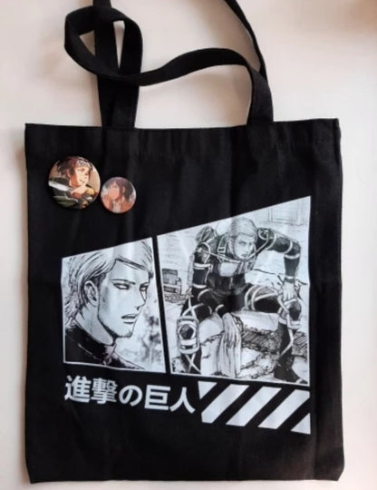 Cute Titan Anime Cartoon Print Canvas Tote Bag Shopping Shoulder Bag Aesthetic Casual Summer E-Girl Kawaii Korean Japanese Harajuku