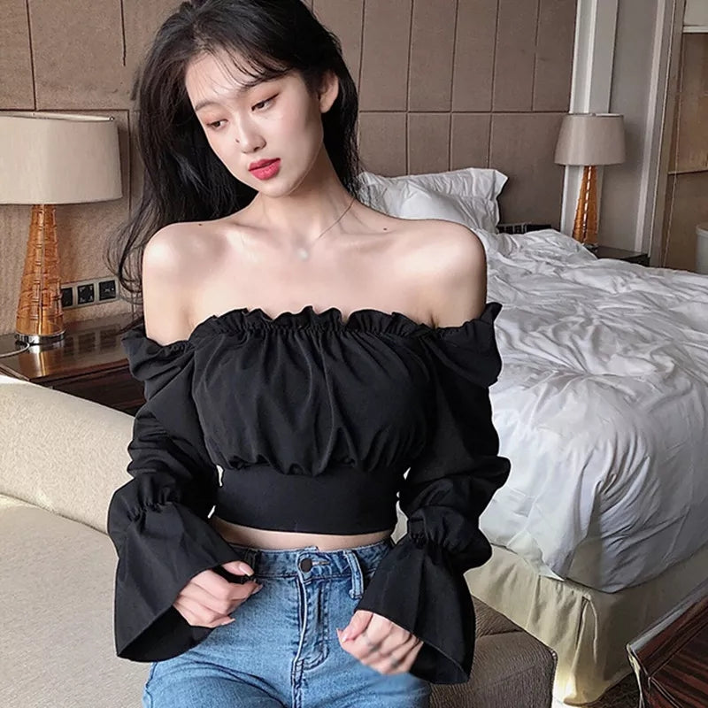 Bandage Lace Up Puff Long Sleeve Blouse