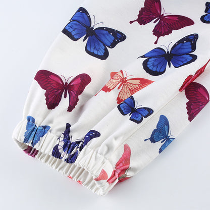 Cute Butterfly Rainbow Print Loose Baggy High Waisted Trousers Joggers Pants Sweats Bottom E-Girl Kawaii Korean Japanese Harajuku Retro Streetwear