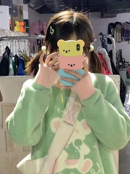 Bear Crew Neck Loose Sweater