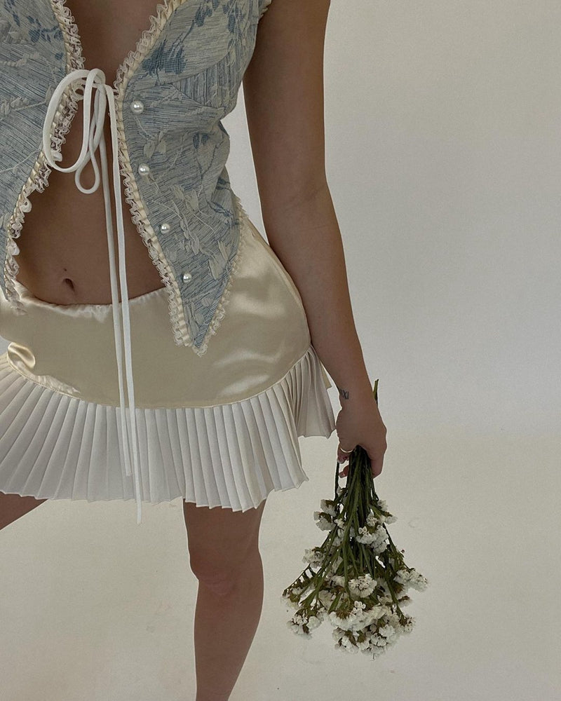 Low Waist Pleated Tennis Mini Skirt