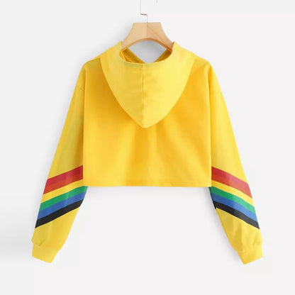 Love Letter Rainbow LGBT Cropped Hoodie Sweatshirt Pullover Long Sleeve Tee Shirt T-shirt Top E-Girl Kawaii Korean Japanese Harajuku Streetwear