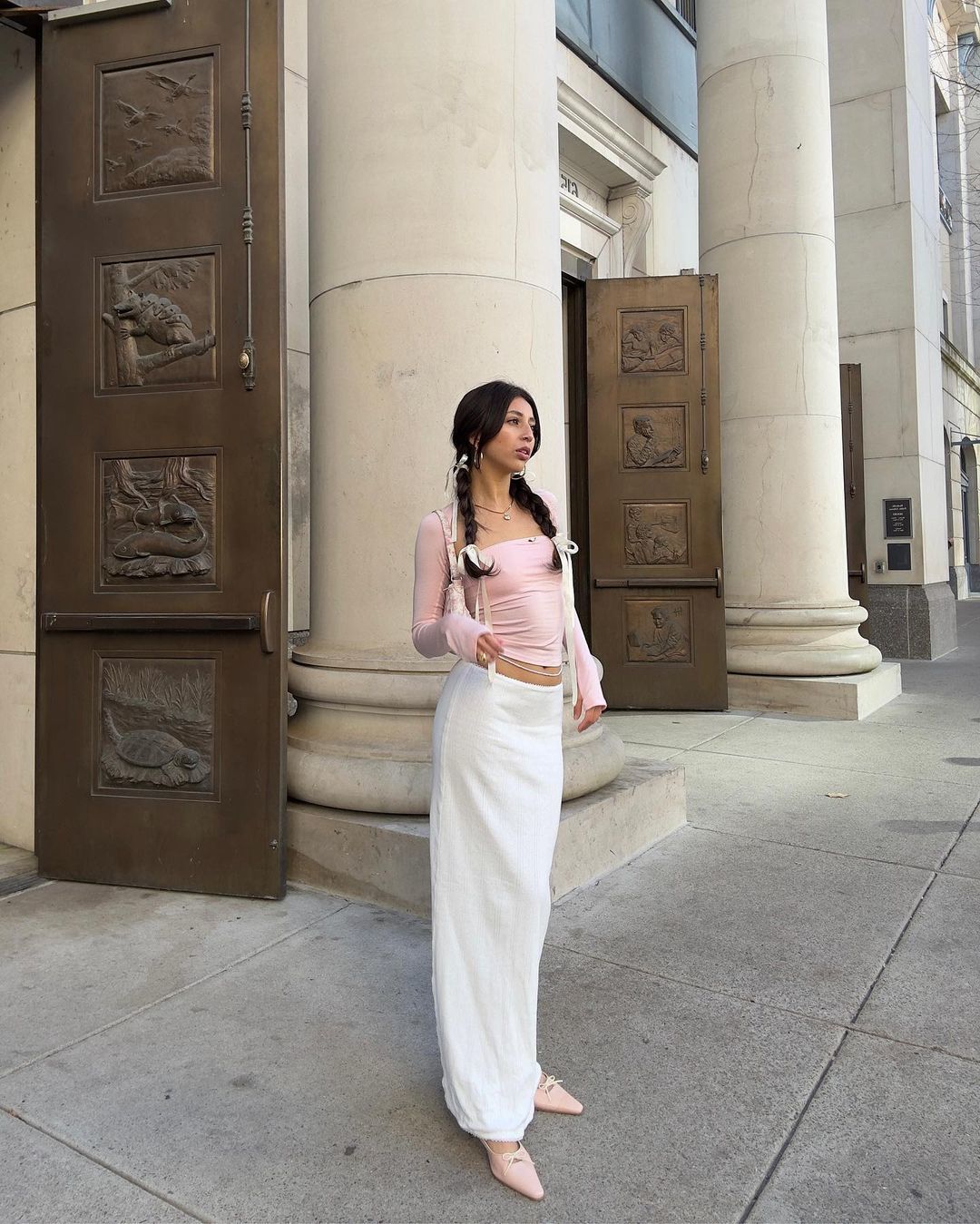 2PCS Pink Tube Top + Long Sleeve Cropped Shawl