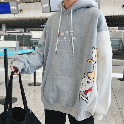 Cute Cat Kitten Cartoon Oversized Sweater Long Sleeve Shirt Top Pullover Hoodie Sweatshirt E-Girl Kawaii Korean Japanese Harajuku Retro Streetwear